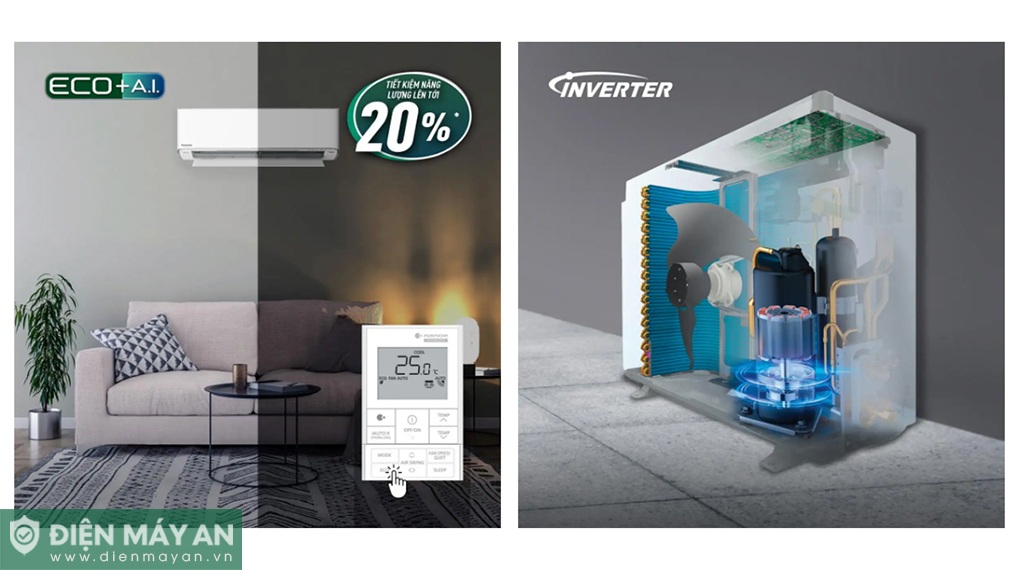 Chế độ AI ECO cùng công nghệ Inverter tiết kiệm điện